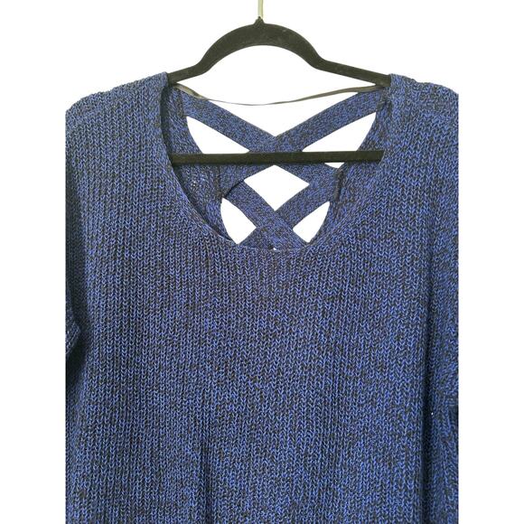 Lane Bryant Top Size 18/20 Blue Scoop Neck Strappy Back Long Sleeve Sweater - Picture 2 of 9
